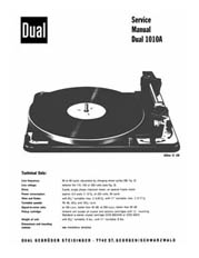 Thumbnail DUAL 1010A TURNTABLE SERVICE MANUAL / REPAIR MANUAL