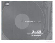 Thumbnail DUAL 1015 TURNTABLE OWNERS MANUAL