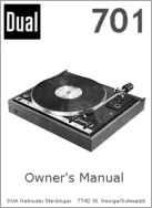 Thumbnail DUAL 701 TURNTABLE OWNERS MANUAL