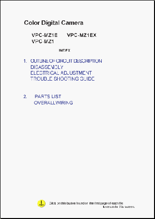 Thumbnail SANYO VPC-MZ1E / VPC-MZ1EX or VPC-MZ1 Digital Camera Service Manual